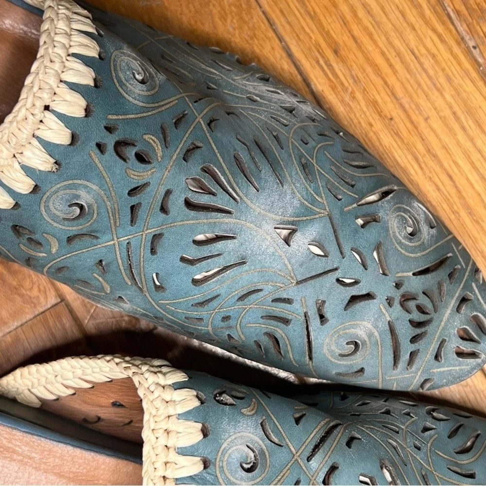 Sundance Vera Cruz Olivetta leather teal mules - Picture 4 of 9